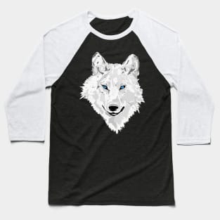 White Wolf With Blue Eyes Baseball T-Shirt